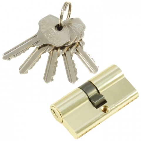 Личинка замка  60 мм английский ключ/ключ  Полированная латунь