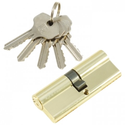 Личинка  замка 80 мм английский ключ/ключ  Полированная латунь