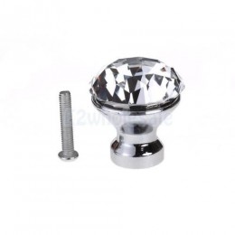 Мебельная ручка-кнопка с кристалом (хром)
